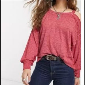 NWOT Free People Cold Shoulder Long-sleeve Top L